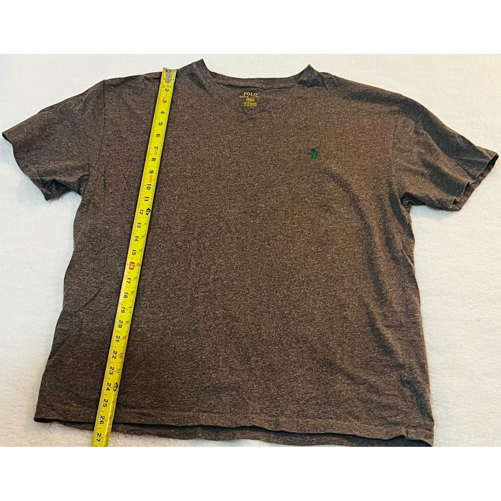 Polo Ralph Lauren Mens V-Neck T-Shirt Brown Heather Short Sleeve Pony Logo M - Picture 3 of 6